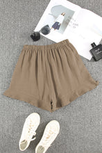 Khaki High Waist Pocketed Ruffle Shorts