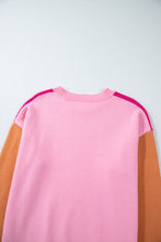 Bonbon Three Tone Contrast Round Neck Loose Sweater