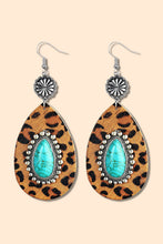 Chestnut Western Leopard Turquoise Inlay Drop Earrings