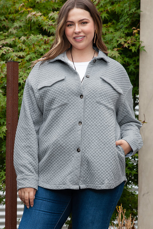 Chaqueta gris con estampado acolchado de talla grande 