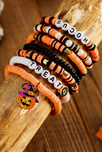 Orange TREAT HOCUS Halloween Pumpkin Beaded Multilayered Bracelet