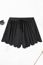 Black Scalloped Trim Beach Shorts