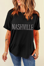 Black Rhinestone NASHVILLE Graphic Crewneck T Shirt