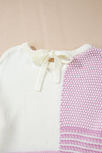 Bonbon Neutral Colorblock Tie Back Sweater