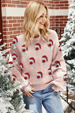 Light Pink Cheer for Christmas Round Neck Casual Sweater