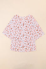 Pink Printed 3/4 Dolman Sleeve Plus Size Blouse