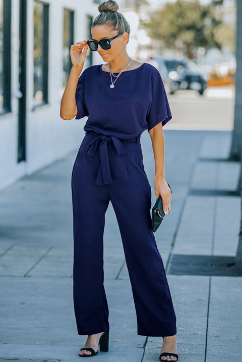 Belted Wide Leg Jumpsuit