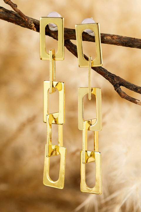 Gold Chain Connect Alloy Dangle Earrings