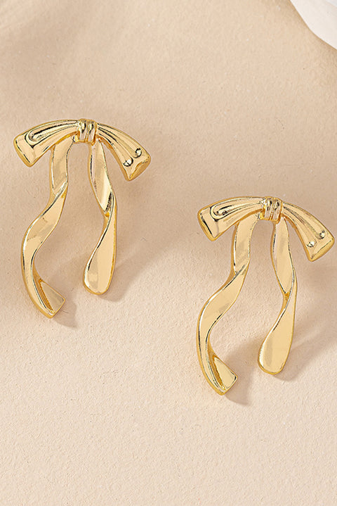 Gold Bow Knot Plated Alloy Stud Earrings