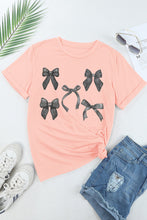 Pink Bow Knots Print Slim Fit Crew Neck T Shirt