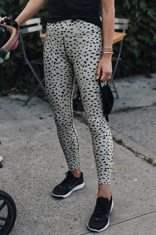 Leggings elásticos de cintura alta con estampado de manchas dálmatas