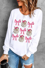 Beige Santa Claus Bowknot Pattern Christmas Sweatshirt