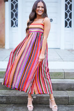 Multicolour Striped Thin Straps Smocked Back Boho Maxi Dress