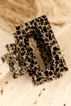 White Leopard Print Cutout Square Claw Clip