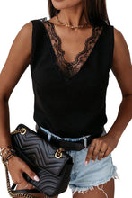 Lace Splicing Open Back V Neck Tank Top