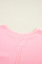 Pink Plus Size Ribbed Exposed Seam Tee and Shorts Set