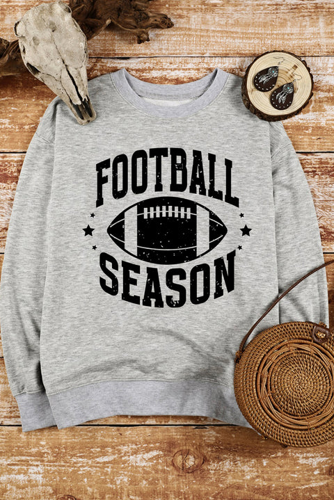 Gray Ragby FOOTBALL SEASON Graphic Crewneck Sweatshirt