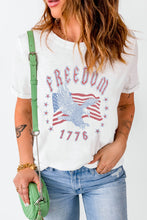 American Flag Star Graphic Print Crew Neck T Shirt