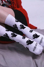 White Ghost Printed Halloween Cotton Mid calf Socks