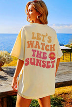 Yellow Cream Back LET'S WATCH THE SUNSET Print Half Sleeve Tee