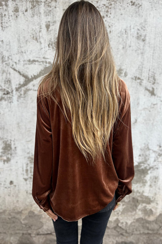 Chestnut Chest Pocket Velvet Shirt