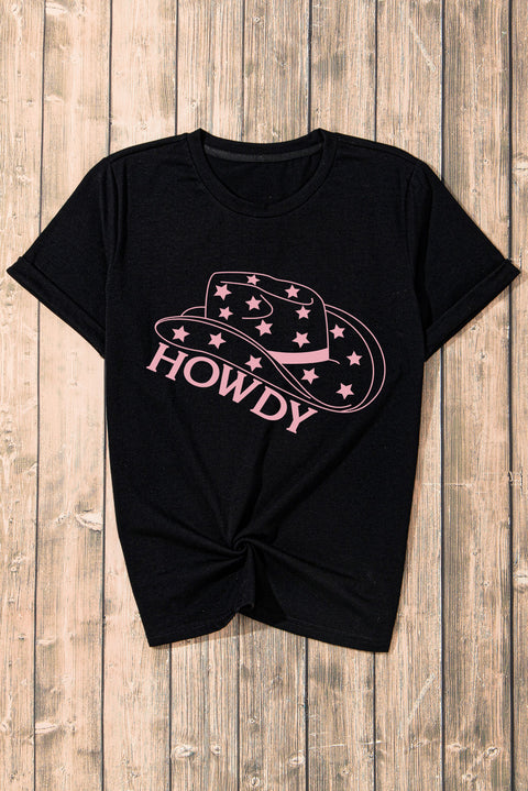 Black Cowboy Hat HOWDY Graphic T Shirt