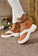 White Braided Pattern Thick Sole Flip Flop