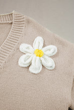 Parchment Elegant Flower Decor Button Front Cardigan