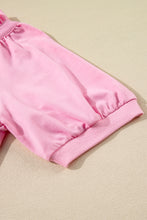 Pink Half Zip Puff Sleeve Top and Ruffled Shorts Set