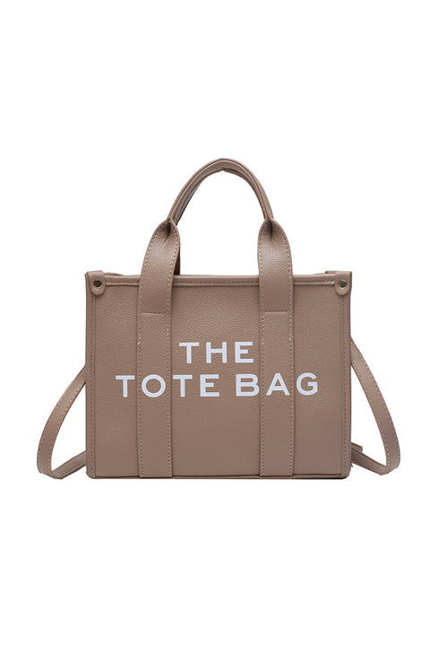 Khaki THE TOTE BAG PU Leather Large Shoulder Bag