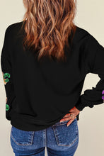 Black Sequin Carnival Graphic Pullover Sweatshirt