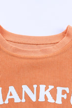 Sudadera con cordón y estampado de letra GRACIAS en naranja