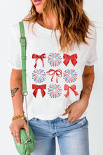 White July 4th Celerbration Bowknot Firework Graphic Tee