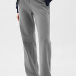 Light Grey Solid Color Fleece Lined Drawstring Waist Casual Pants