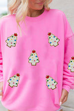 Bonbon Christmas Tree Patch Pattern Crew Neck Sweatshirt