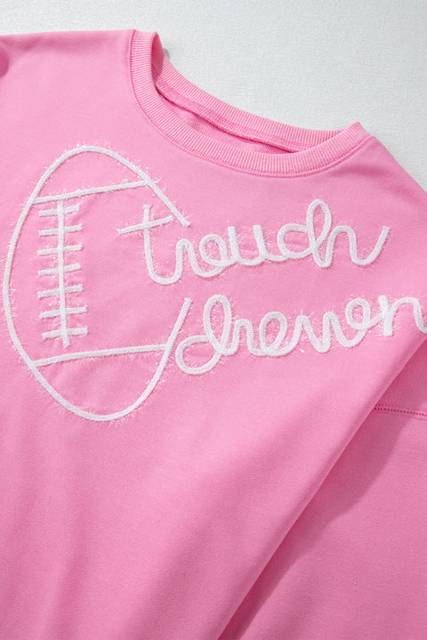 Pink Touch Down Rugby Thread Embroidery Sweatshirt