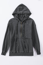 Zipped Front Stitching Hooded Sweatshirt