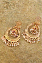 Gold Boho Pearl Tasseled Alloy Dangle Earrings