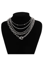 Silvery 5pcs Layered Rhinestone Plated Chain Collarbone Necklaces Set