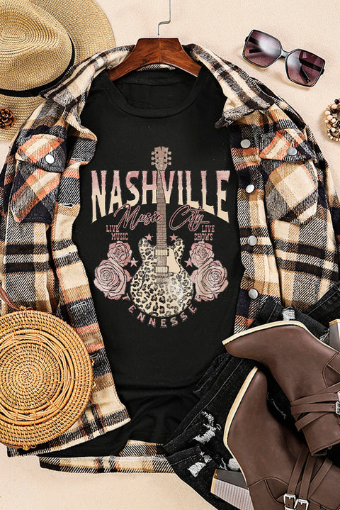 NASHVILLE MUSIC CITY Camiseta gráfica con cuello redondo