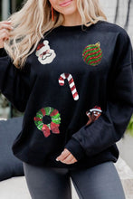 Black Christmas Favorites Sequin Graphic Sweatshirt