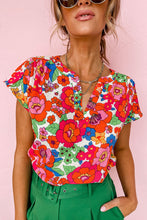 Top floral con cuello dividido 