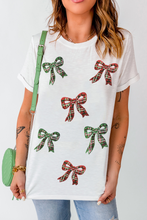 White Christmas Bowknot Graphic Cotton Blend T Shirt