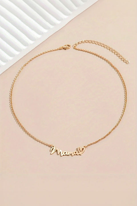 Gold mama Heart Pendant Chain Necklace