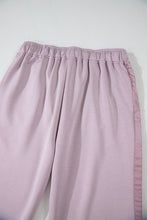 Orchid Petal Drawstring Waist Satin Stripe Patch Straight Leg High Waist Pants