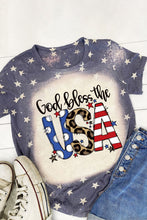 Blue God Bless the USA Bleached Stars T Shirt