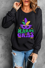 Black Heat Transfer MARDI GRAS Mask Printed Sweatshirt