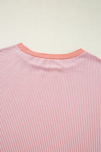 Rose Red Corded Colorblock Crewneck Tee