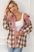 Plaid Corded Patchwork Flap Pocket Shacket