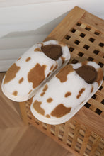 Chestnut Cow Spot Printed Plush Home Slippers